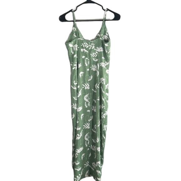 CMZ2005 Green Floral Sleeveless V-Neck Stretch Long Maxi Dress Women Sz XS - Picture 2 of 10